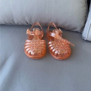 NWOT Kids Glittery Orange Jelly Sandals